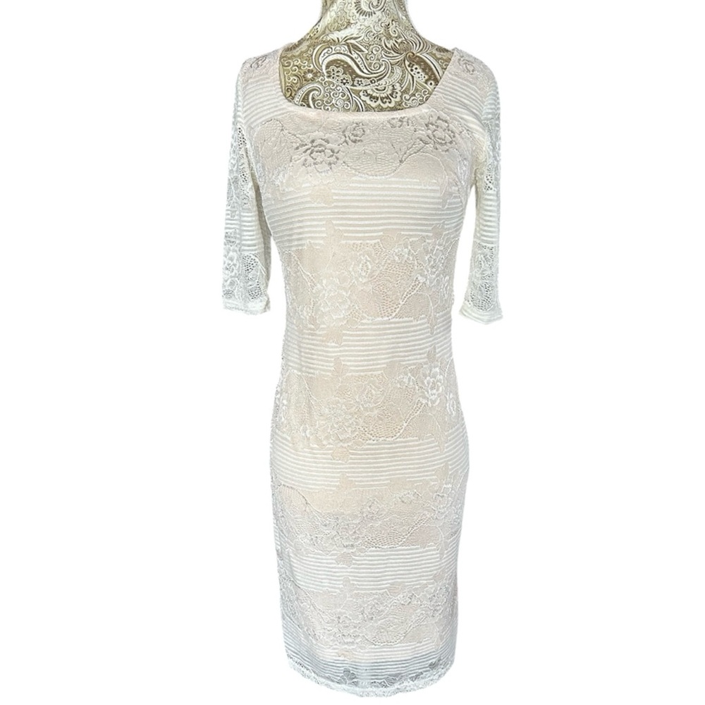 Sexy Floral Lace Dress Wedding Retro Cottage Romantic Stretchy Bodycon Medium